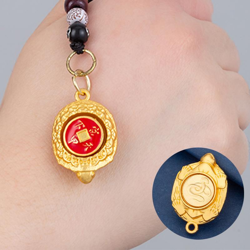 Exquisite Enchase Relief Turtle Shell Design Keychain For Men Jewelry Personality Blessing Bead Braide Car Accessories Gift