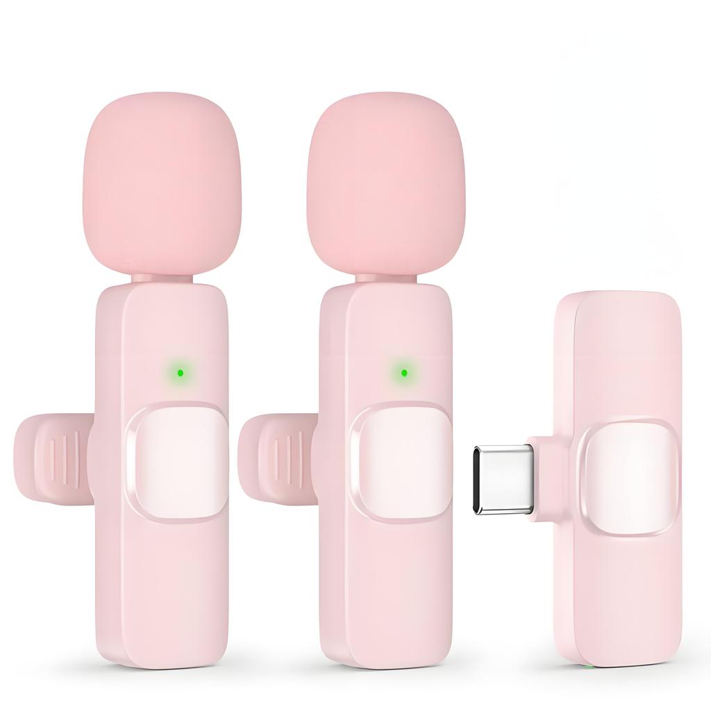 2.4G Wireless Lavalier Microphone Audio Video Recording Mini Mic with Receiver for iPhone Android Live Broadcast Gaming Phone