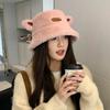 Plush Bucket Hat Women'S Winter Warm Basin Hat Bear Ears Cute Versatile Cold Hat Outdoor Cold Protection Thickened And Small Face