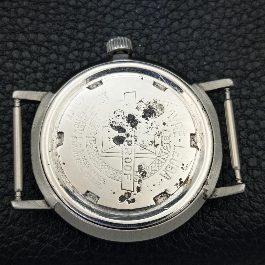 HAND-WINDING VINTAGE FAVRE LEUBA SWISS MENS BLUE COLOR DIAL WATCH A436436-2 R129-a436436