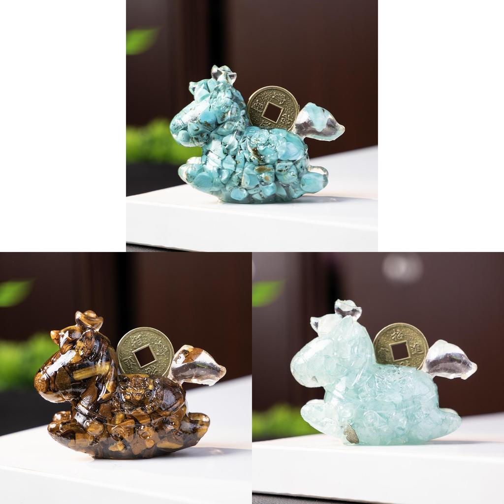 Resin Animal Decor With Natural Crystal Chips For Home Office Gift