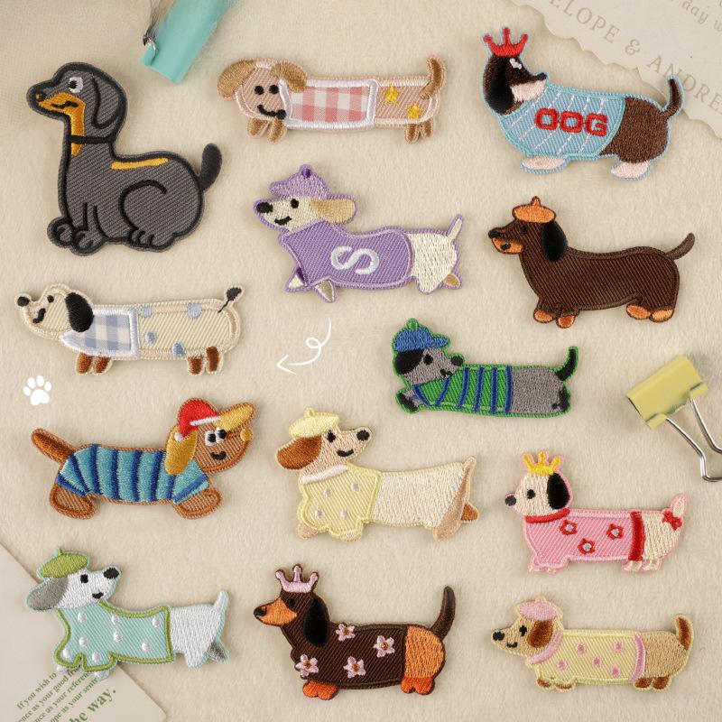 

Вышивка вышитая нашивка одежда аксессуары DIY ручной счет аксессуары нашивка мультфильм колбаса собака ткань наклейка K1R-C-2-7