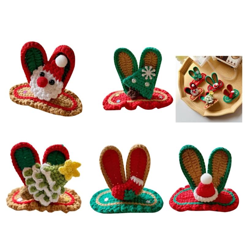Stylish Christmas Hair Clip Eye Catching Design Hair Clip Hairpin Festive Knitted Hair Accessory for Children Christmas