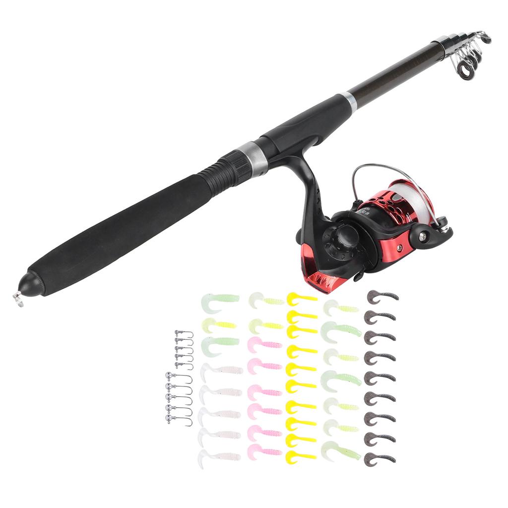 Telescopic Fishing Rod and Reel Combo Kit with Lure Outdoor Fishing Accessory with Carry on Bag