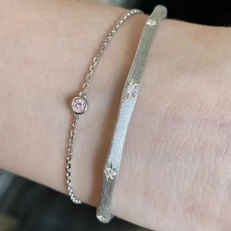 Vintage Octagonal Star Wire Drawing Shiny Bangles   Exquisite Light Luxury Bracelet For Women Engagement Fine Jewelry