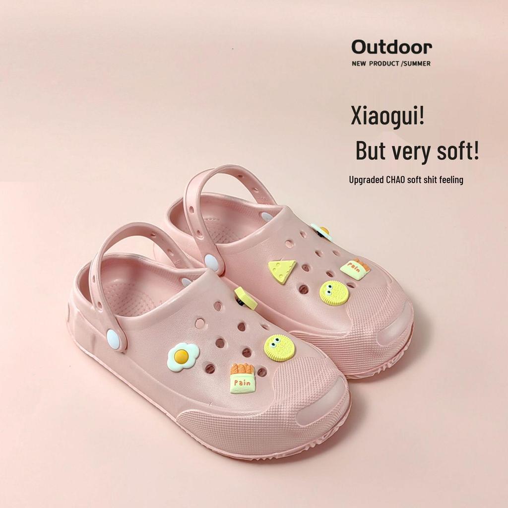 2025 Summer Women's Thick Sole Hole Sandals & Slippers - Cute, Height-Boosting Beach Footwear