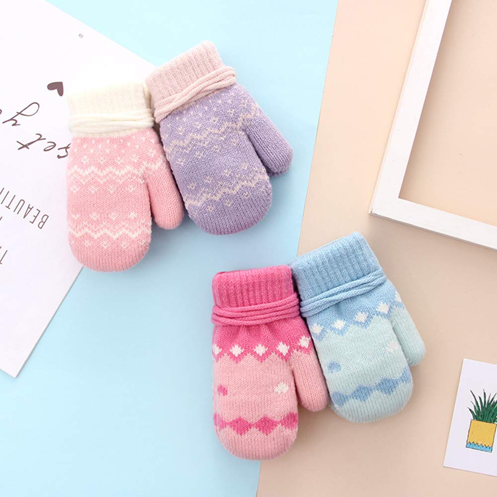 eigenn Mittens with Thick Warm for Boys and Girls Ages Perfect for Playing in the Going to and as a Baby Gift Children's Drawstring, Fleece-Lined,
