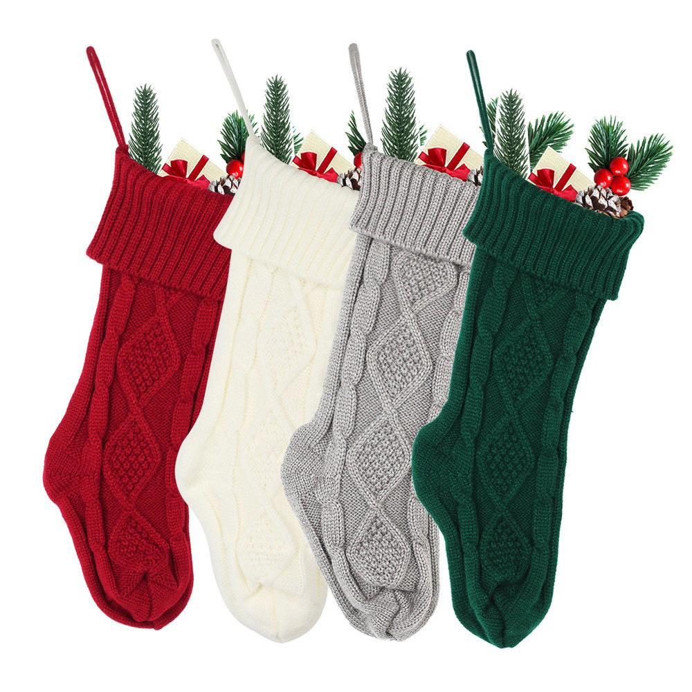 European and American Wool Knitted Socks Large 46CM Christmas Gift Bag Decoration Candy Christmas Socks