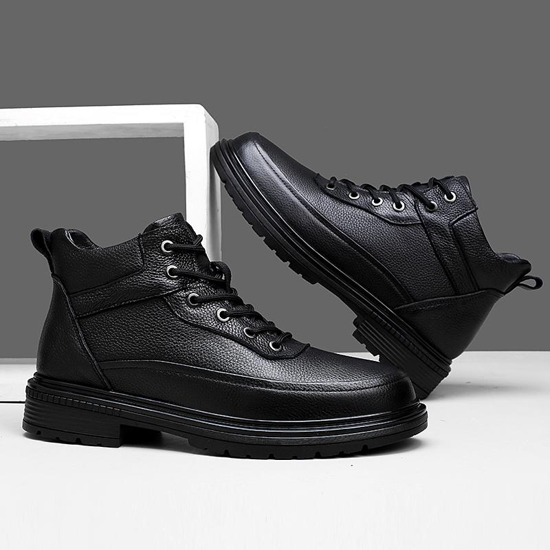 Autumn Winter Mens Basic Boots High Top Shoes Outdoor Genuine Leather Botas Combat Desert Boots Leisure Walk Ankle Boots