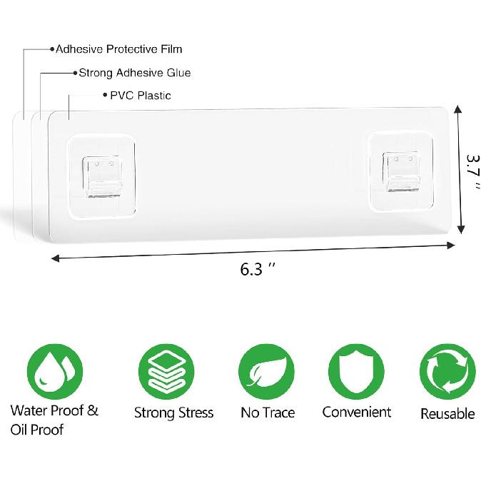 Adhesive Hooks for Sink Caddy,Replacement Adhesive Hooks for Sponge Holder,Kitchen Sink Caddy Hook,No Drilling,Adhesive Strip Kitchen Hooks Strong -2