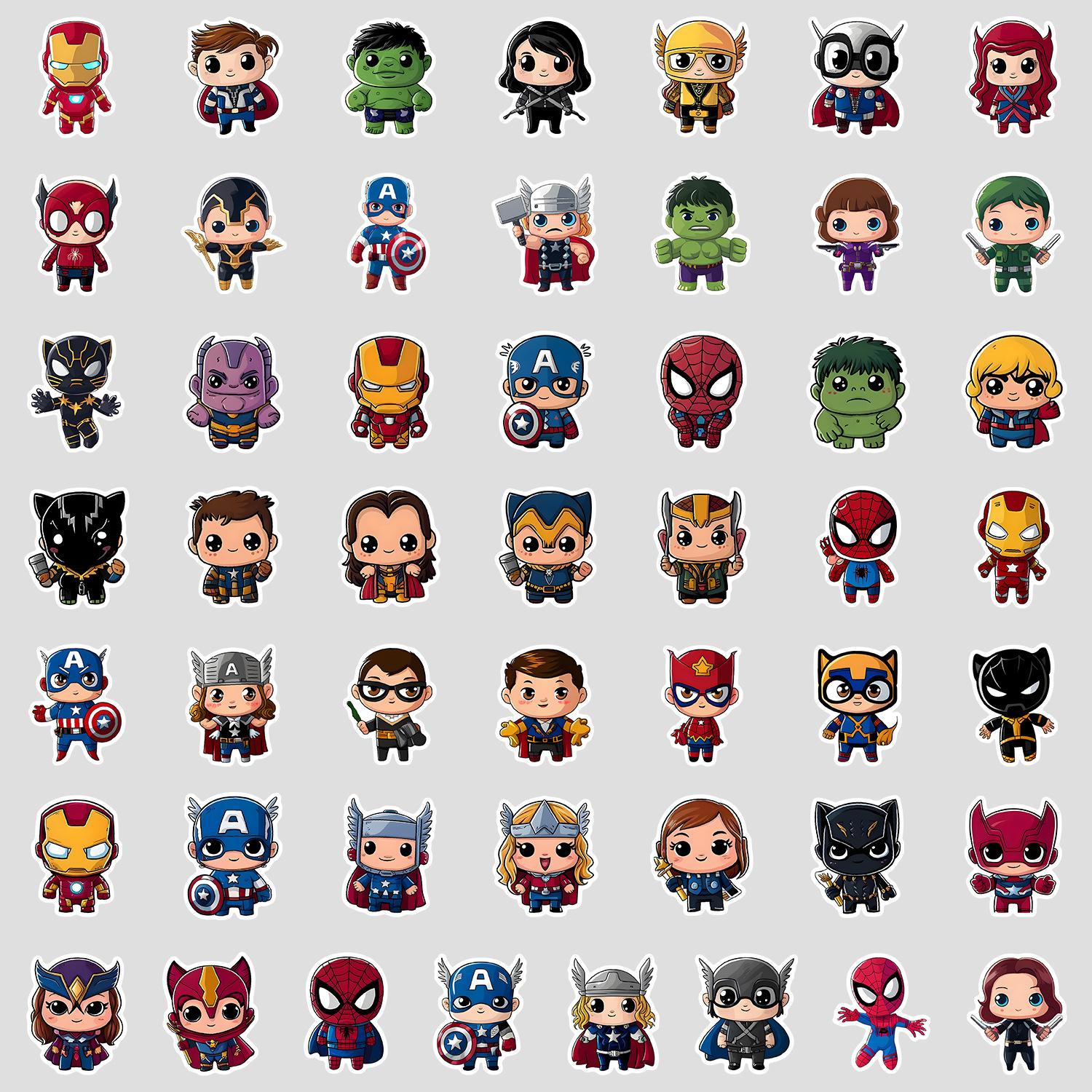 

50 Милых Граффити Наклеек Серии Мстители Креативные Мультяшные Наклейки Мобильный Телефон Компьютер Водонепроницаемые Декоративные Наклейки