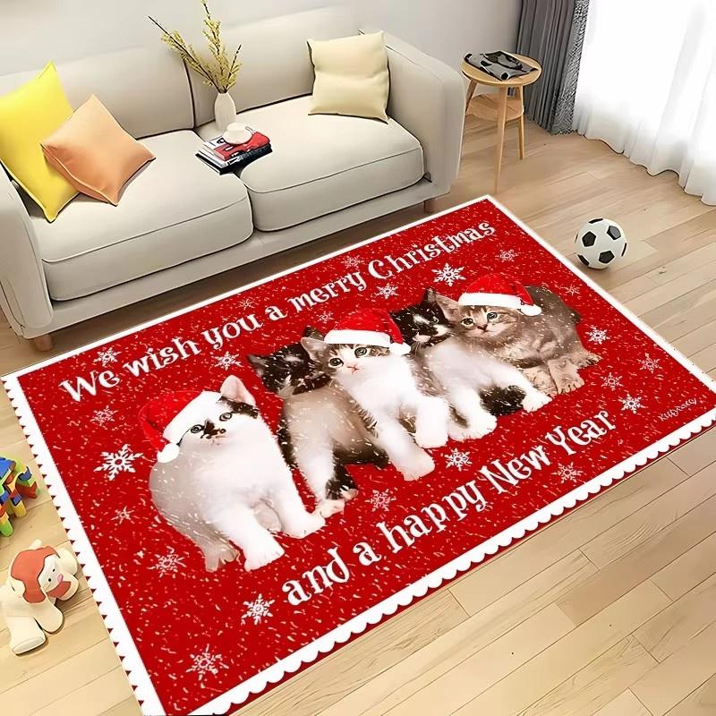 3D HD Printing Warm Christmas Carpet Living Room Rugs Bedroom Sofa Doormat Decor Mat Kid Non-slip Floor Alfombra New Year Gifts