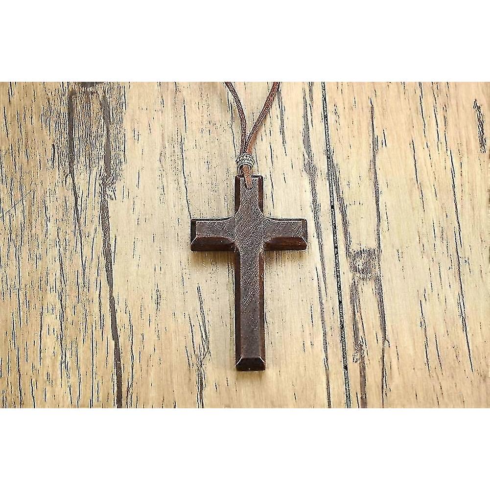 Vintage Simple Handmade Wood Cross Pendant Gift For Men Women