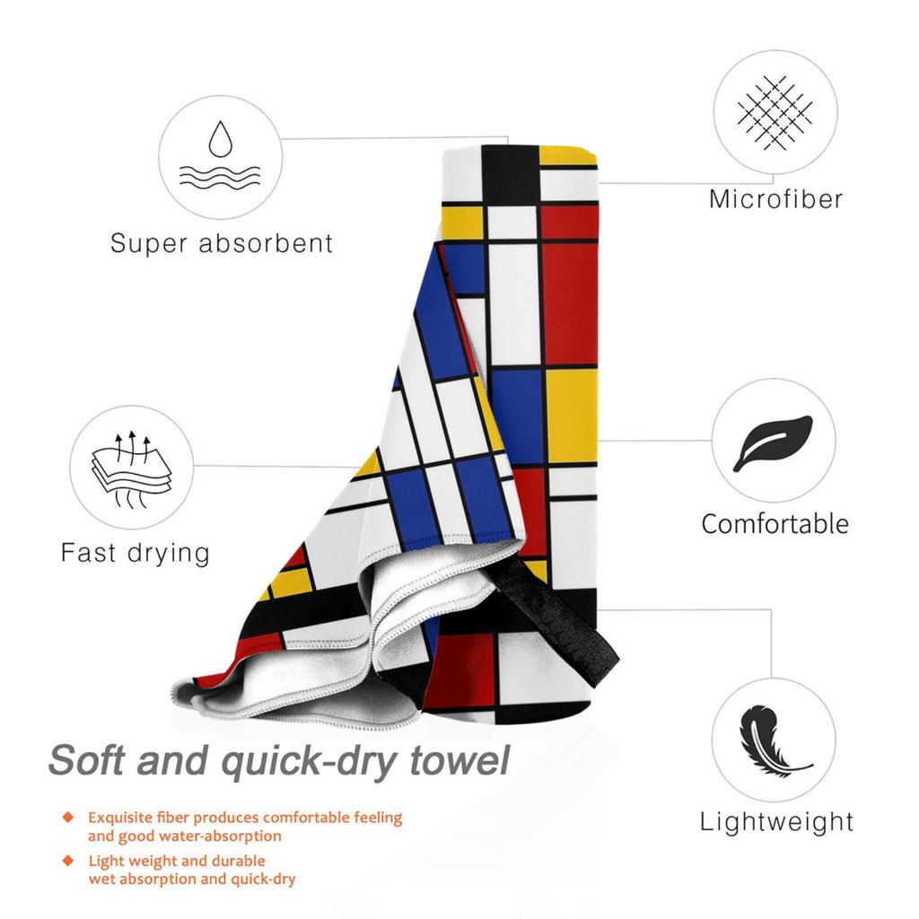 Piet Mondrian Beach Towel Soft Microfiber Quick Dry Absorbent Quick Towels For Swimming