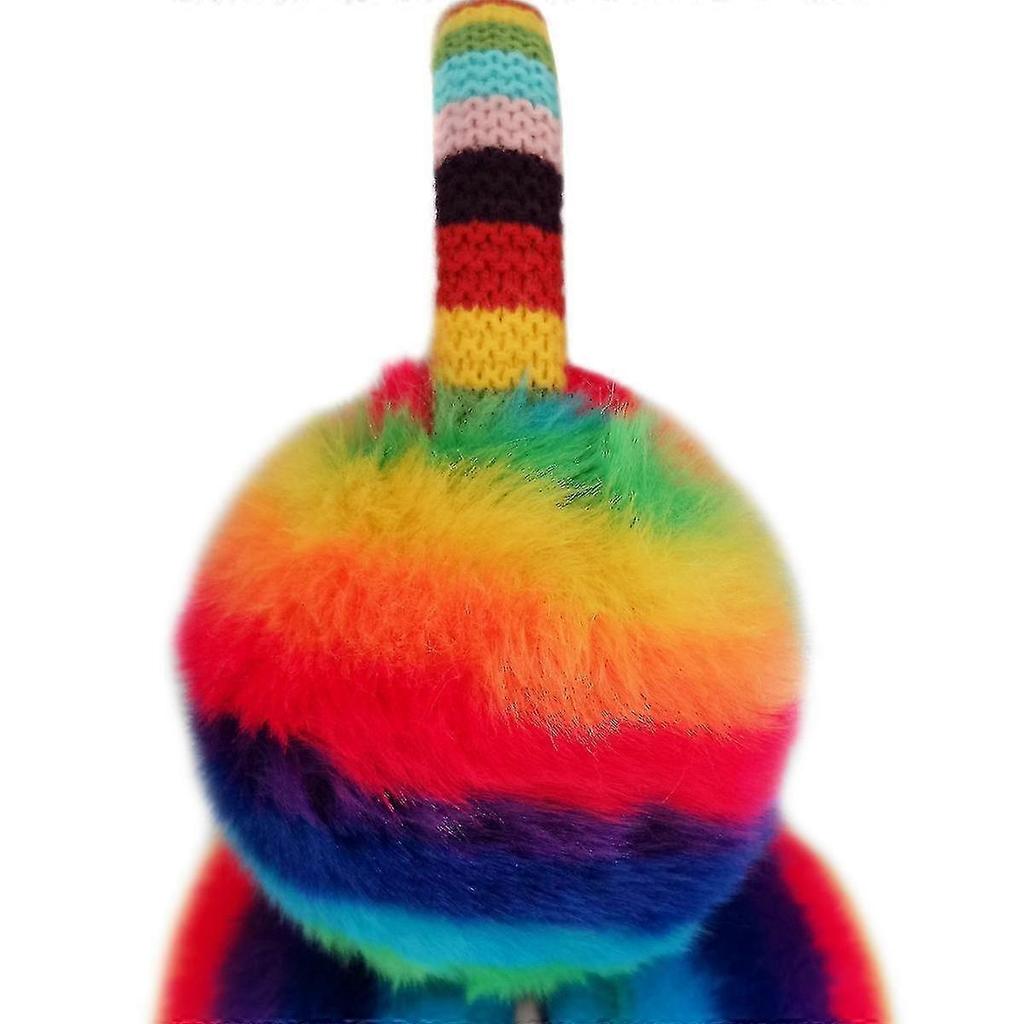 Unisex Winter Cute Rainbow Earmuffs For Kid Warm And Anti-freeze Movable Ear