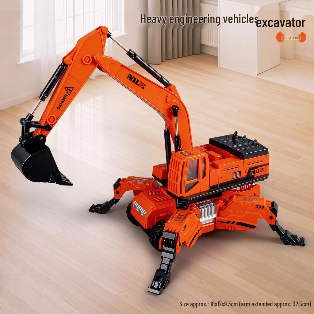 Eylemsizlik Mühendislik Aracı için Damperli Kova ve Forklift Durdurma Arabası Modeli ile Çocuk İtmeli Ekskavatör Oyuncağı.