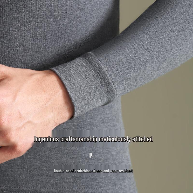 MiiOW Men's 100% Cotton Round Neck Thermal Underwear Set