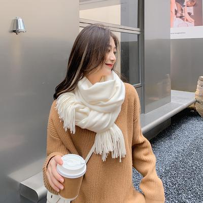 Scarf Women's Autumn and Winter New Wool Cashmere Scarf Versatile Men's Shawl Dual Purpose Solid Color Scarf