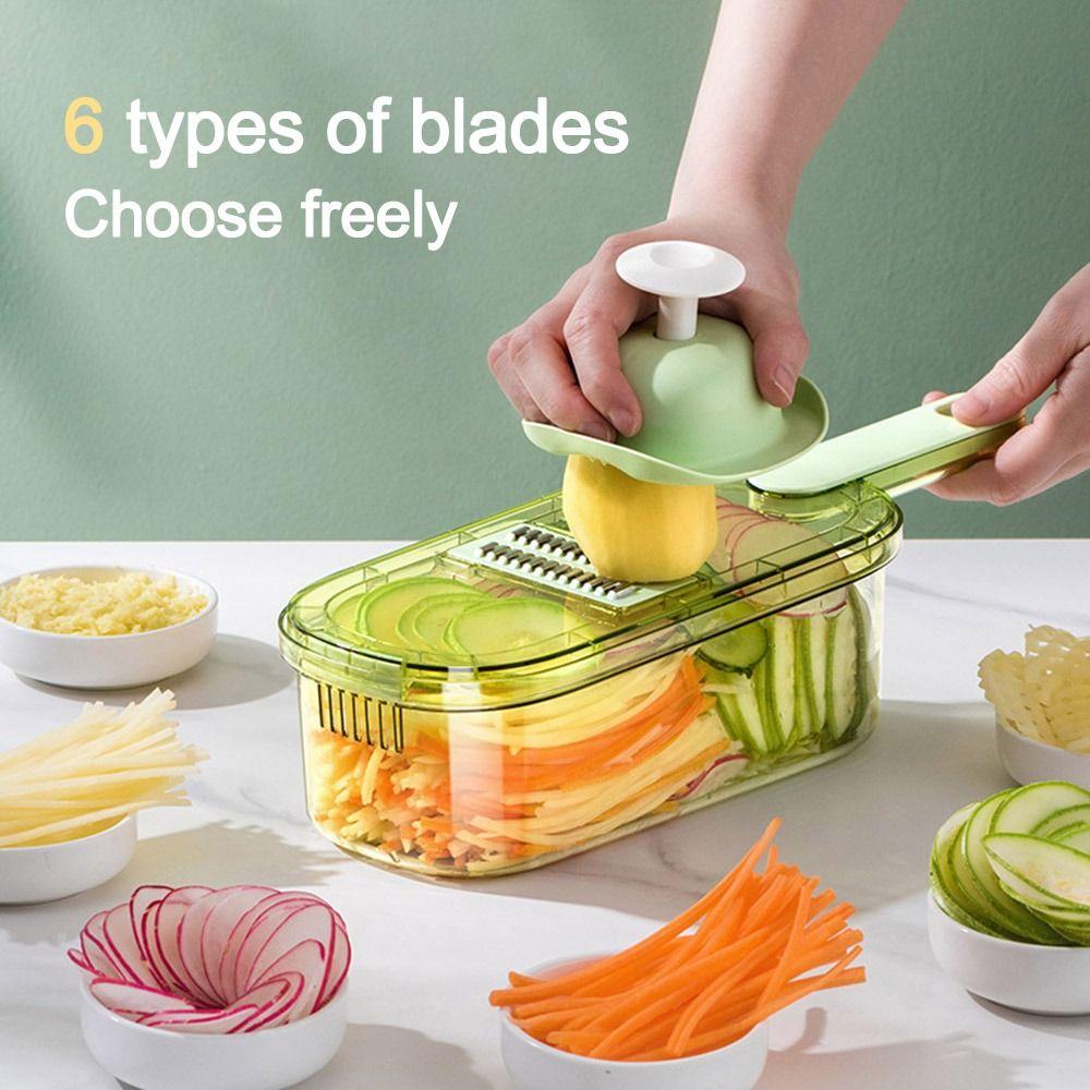 Durable 6 In 1 Vegetable Slicer Stainless Steel Multifunctional Cheese Grater Manual Potato Julienne Shredder Kitchen