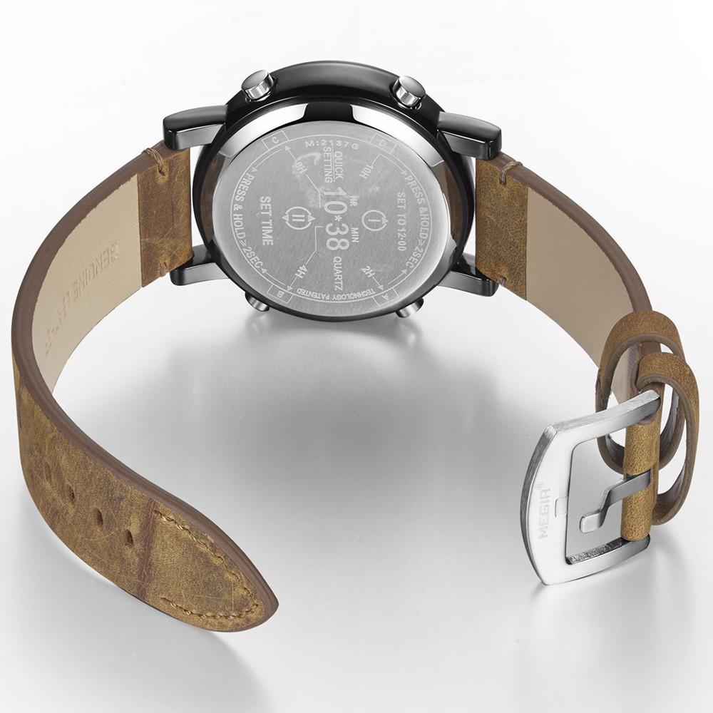 Fashion Megir New Watches Mens With Leather Strap Top Brand Luxury Sports Quartz Watch Men Relogio Masculino Wristwatches