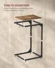 VASAGLE C-Shaped End Table, Small Side Table for Couch, Sofa Table with Metal Frame for Living Room, Bedroom, Bedside, Rustic Brown and Black