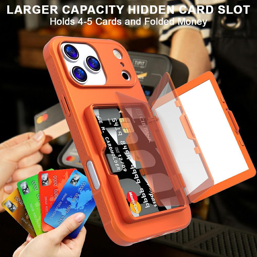 For iPhone 17 Pro Max Case PC + TPU Phone Cover with Hidden Mirror Card Holder Kickstand