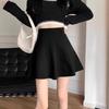 Black Wool Blend Women's A-line Short Skirt - 2026 Autumn/Winter Hip-hugging, Fluffy, Petite, Versatile Umbrella Skirt