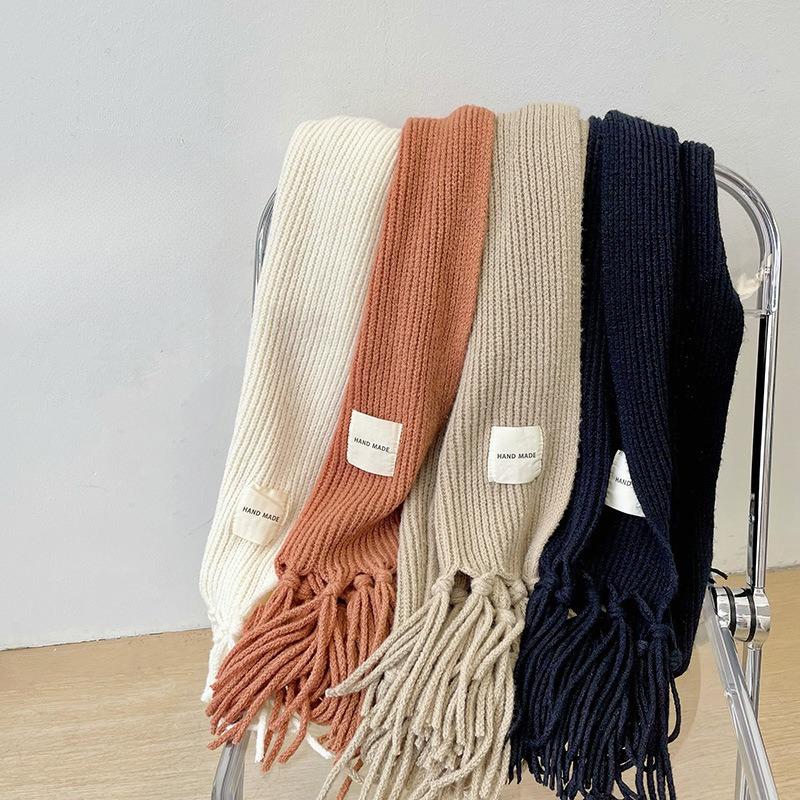 Scarf Women's Winter Korean Style Versatile Macaron Couple Student Knitted Wool Warm Tassel Shawl Neck Scarf Neck Protector