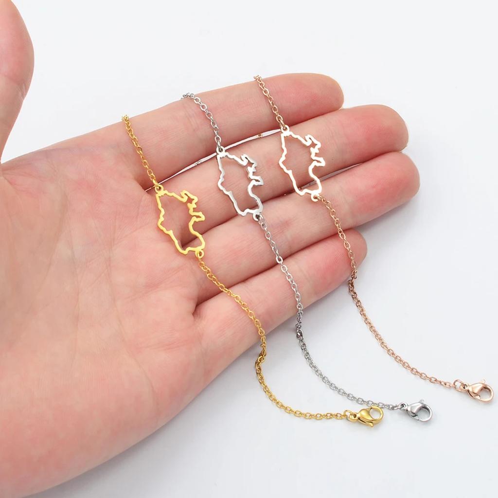 Braccialetti a Catena Donna Uomo Braccialetti Mappa Paese Gioielli Materiale Acciaio Inossidabile