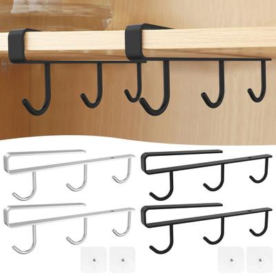 2Pcs 304 Stainless Steel Mug Holder with 3 Hooks Mug Rack Under Cabinet Cup Display Hanging Organizer No Drilling Tea Cup2025