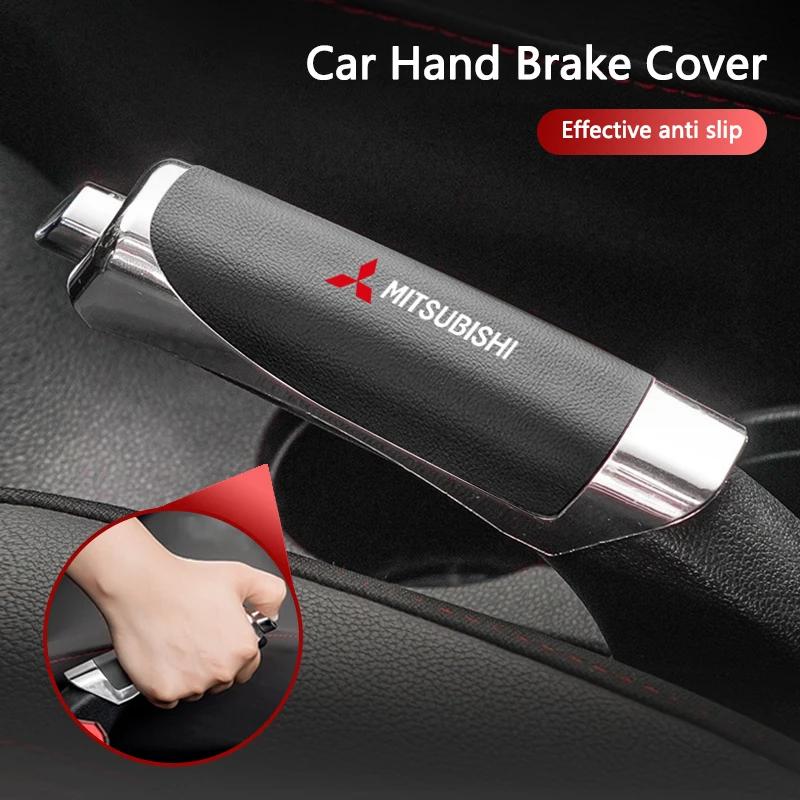 Leather Litchi Grain Car Hand Brake Cover Anti-slip Grip Protector for Mitsubishi Outlander Lancer 9 10 ASX Pajero