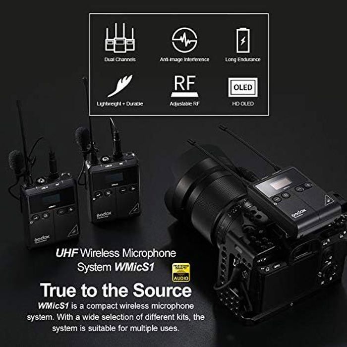 Kit microphone lavalier uhf - godox - wmics1 - système sans fil - couleur noire - câble audio