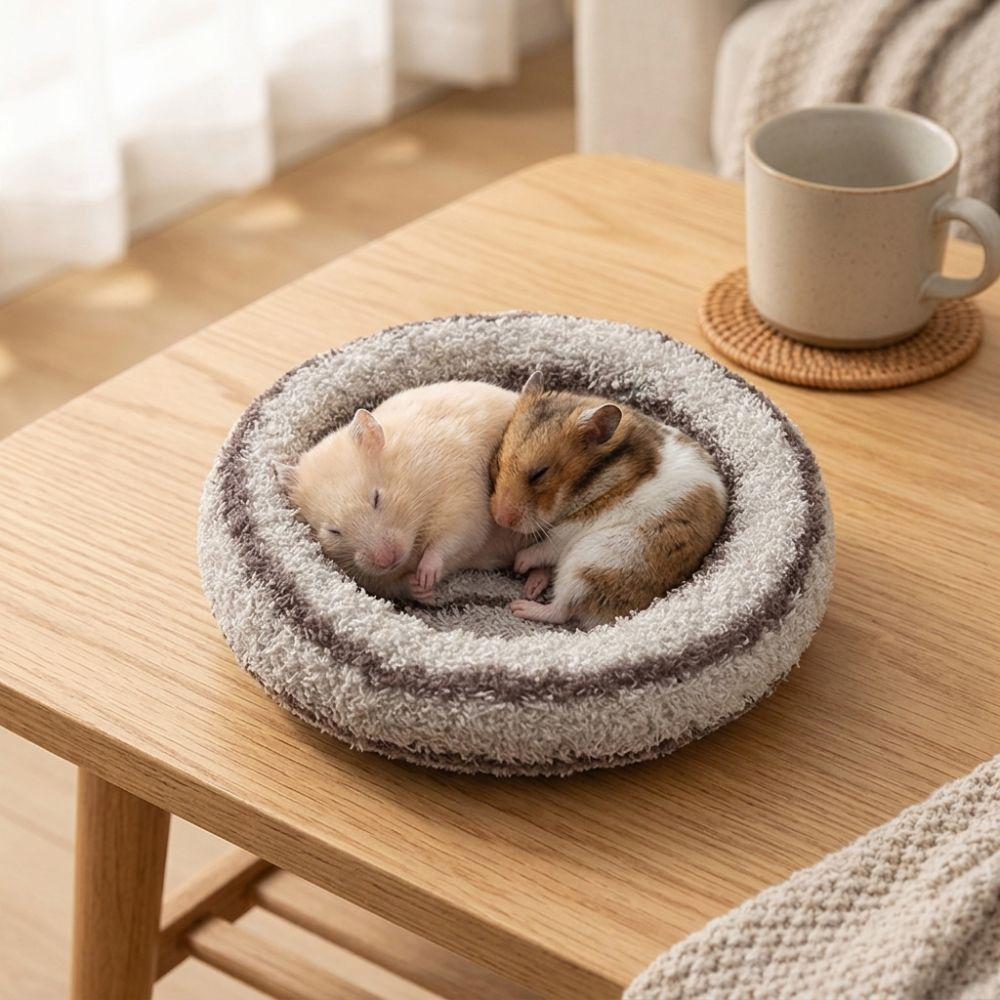 Soft Touch Hamster Round Plush Bed Thickened Fabric Bunny Warm Bed Pad Home Decor