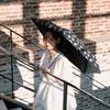 estaa Sun and Rain Rose Heat Sun UV Black (Esta) Women's Parasol, Umbrella, Foldable, Plain/Floral Pattern, Shielding, Protection, Cut, 50cm,