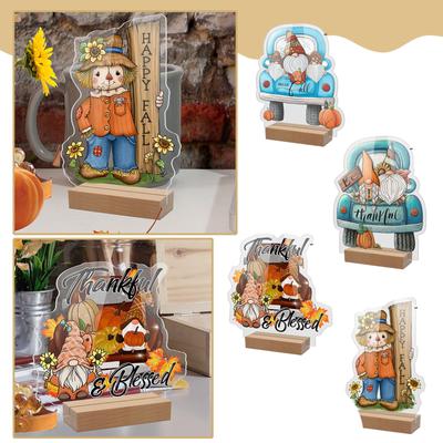 Thanksgiving-Tischdekorationsschilder für Herbstdekorationen, Herbst-Gnome mit „Happy Thanks“-Motiv für die Herbst-Home-Party-Innendekoration