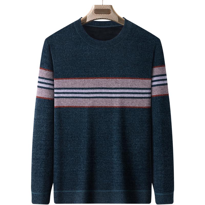 Men's Plus Velvet Thickened Chenille Sweater: Warm Winter Knitwear for Middle-Aged and Elderly Dads