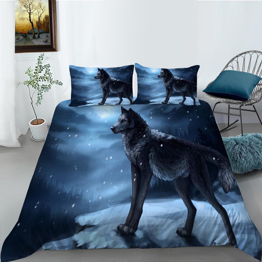Timberwolves 3D Digital Printing Polyester Bedding Three-Piece Set