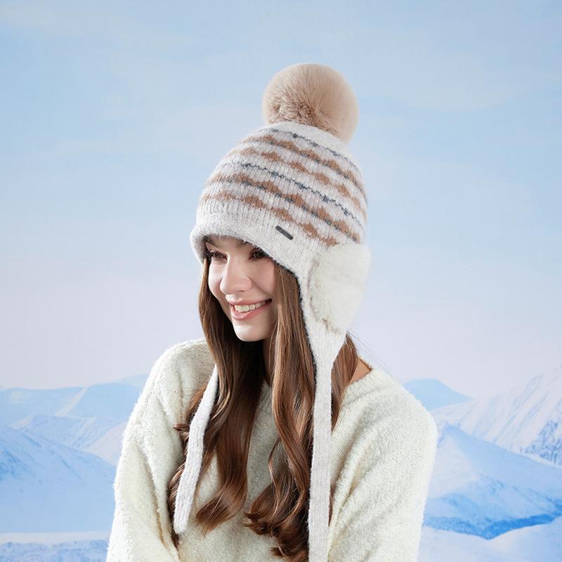 Winter Outdoor Plush Warm Big Head Knitted Woolen Hat