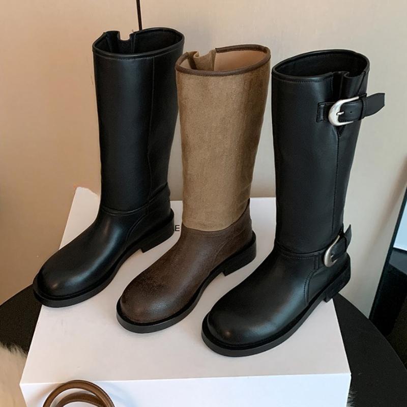 Fashion 2025 New Women Boots Suede Flats Shoes Trend Fashion Winter Knee High Chelsea Boots Snow Brand Shoes Casual Woman Botas Zapatos