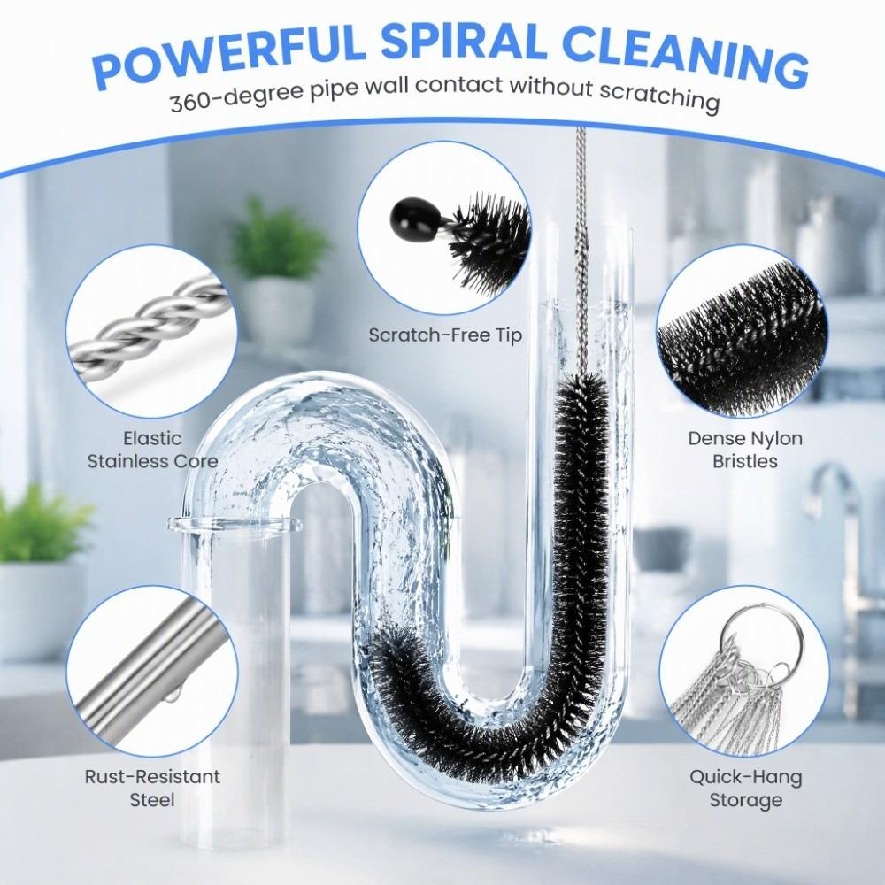 Stainless Steel Handle Bottle Cleaning Brush Nylon Brush Tube Brush  For Sippy Cups