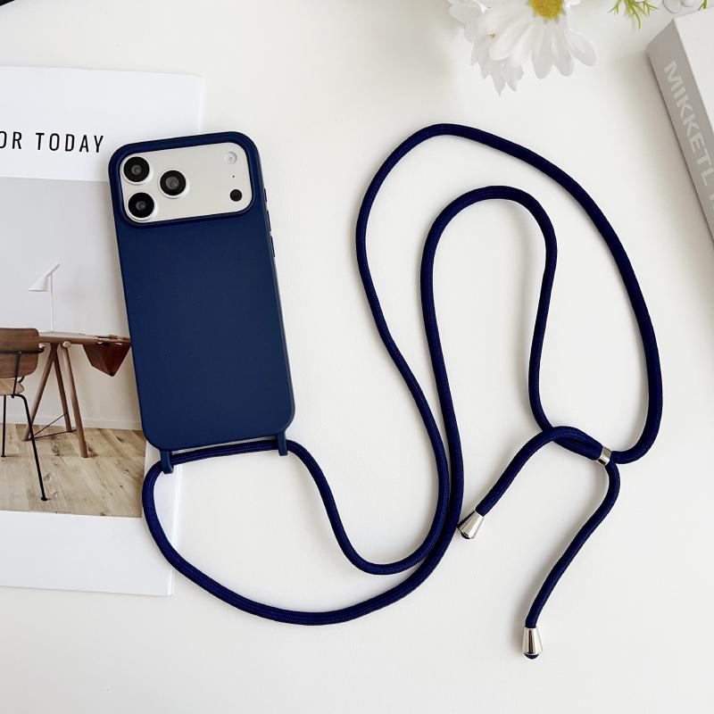 Crossbody Lanyard Flüssigsilikon Handyhülle Für iPhone 17 Pro Max 15 14 13 16 Pro Max Seil Schulter Candy Farbe Weiche Rückseite
