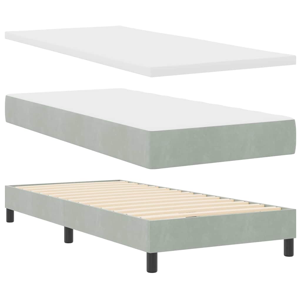 Box Spring Bed with Headboard Light Grey 90 x 200 cm Velvet