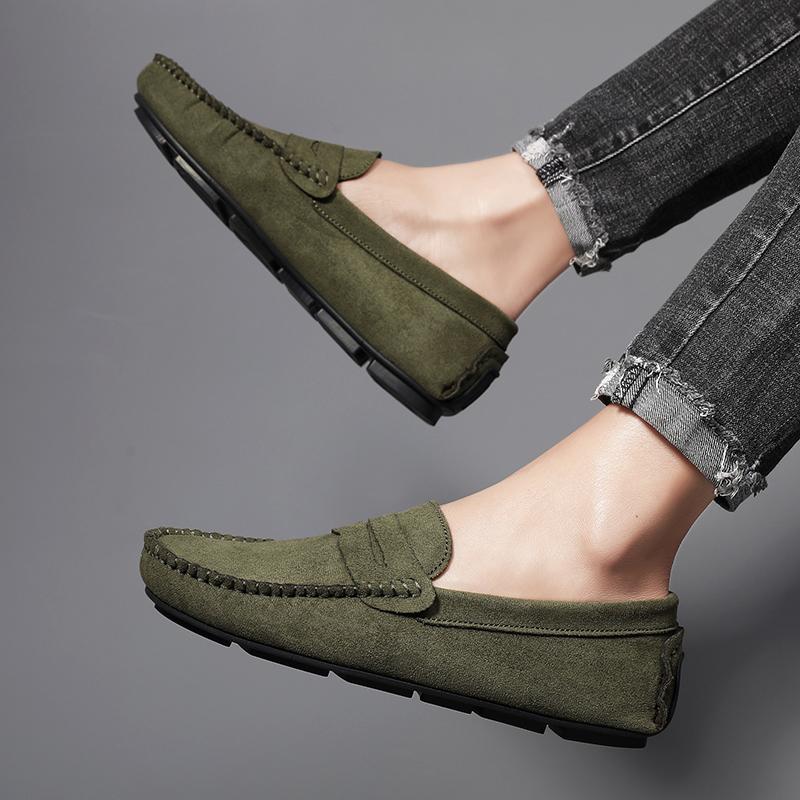 Fashion Suede Men Casual Shoes Breathable Leather Mens Loafers Slip on Male Driving Shoes Luxury Brand Comfortable Boat Shoes