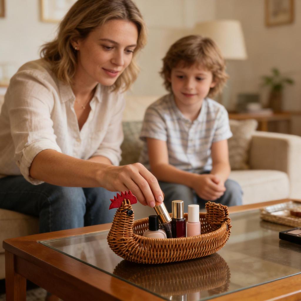Rattan Woven Fruit Basket Cute Shape Fruit Bowls Tray Vegetable Snack Basket Chicken Shaped Woven Fruit Storage Basket