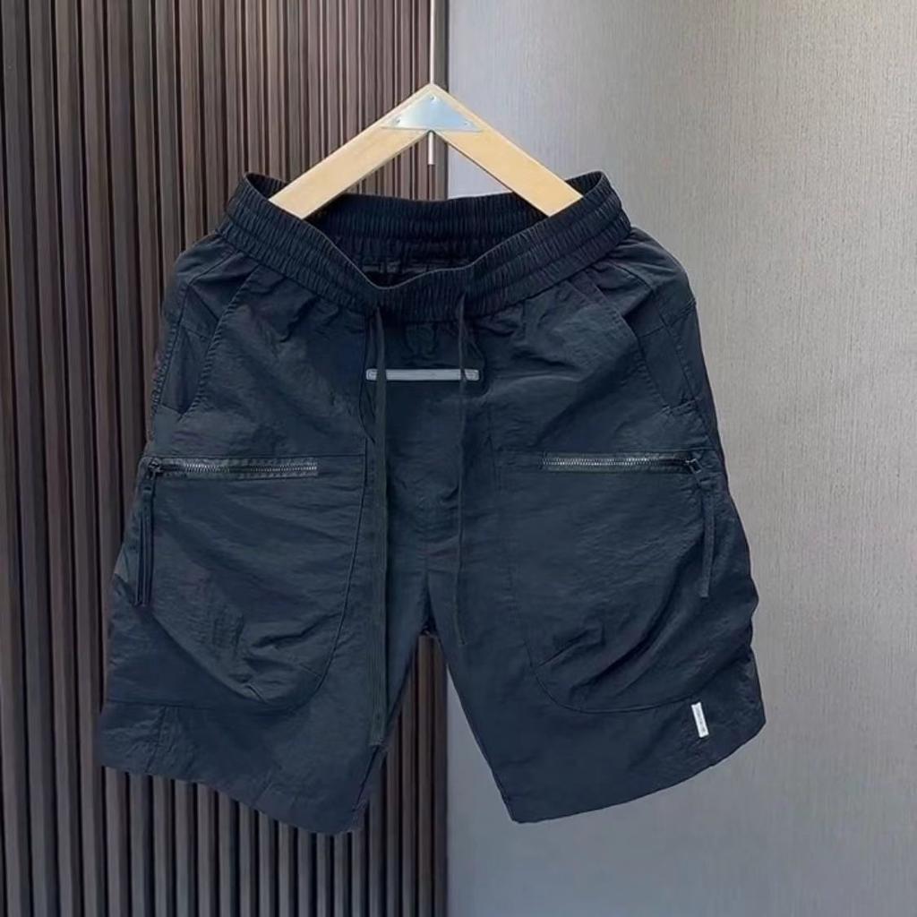 Men's Summer Lightweight Work Shorts Casual Cropped Pants Quick-Dry Outerwear with Pockets Zipper