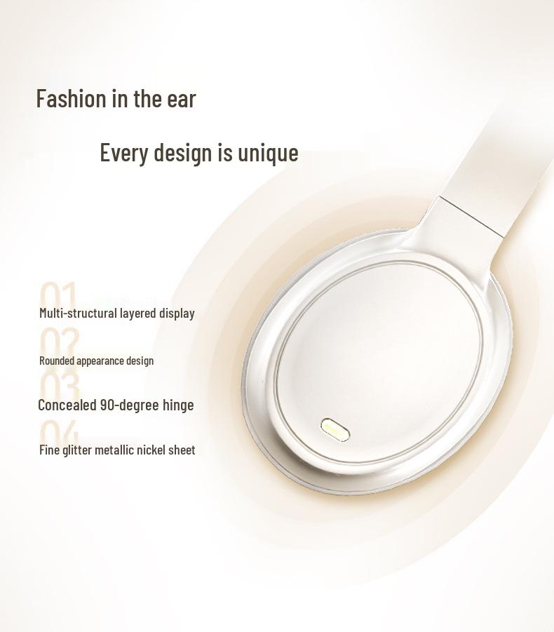 ANC Over-Ear Wireless Noise-Canceling Headphones with Long Battery Life and Heavy Bass - Minimalist Full-Ear National Tide Style.