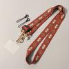 Mobile phone lanyard Long crossbody with shoulder back Ethnic style pearl pendant Retro pattern Adjustable neck wide cloth belt