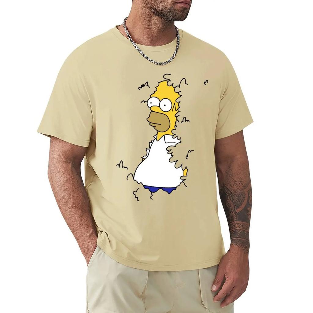 Summer Clothes Heavyweights Customizeds Sweat Fitted T Shirts for Men Homer in H Meme Classic TShirt Men Clothing Graphic