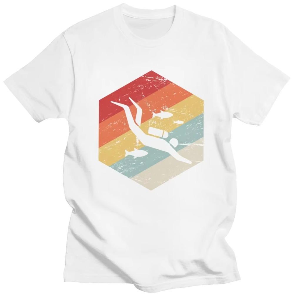 

Забавная футболка Leisure Diving Lover, модная ретро-футболка 70-х годов для дайверов, мужская футболка с короткими рукавами и круглым вырезом, верхняя одежда, подарок Harajuku XXXXXL белый