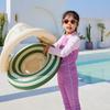 Xiaolu Danish Striped Baby Inflatable Swim Ring with Sunshade and Handles
